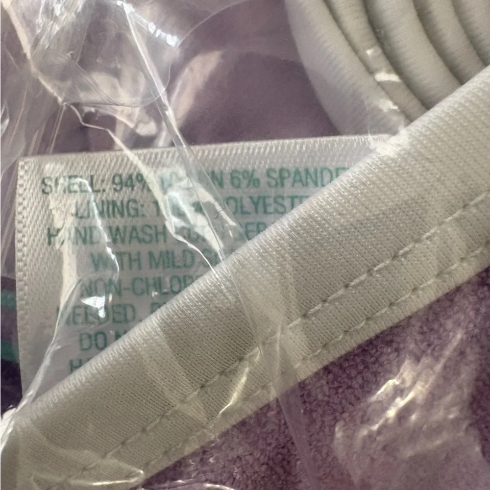 New Medium Kona Sol Purple Terry Textured Bandeau with Binding Bikini Top - Picture 10 of 13